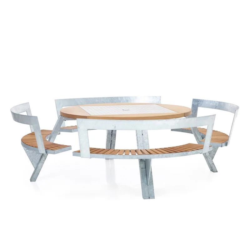 

Outdoor Lifting Tables and Chairs Teak One-piece Stainless Steel Card Seat Open-air Public Places