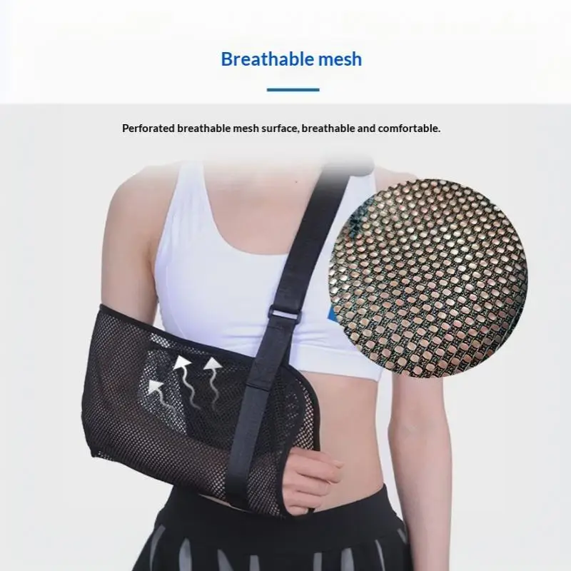 Armschlinge aus atmungsaktivem Netzgewebe mit verstellbarem Riemen, Universalgröße für die Rehabilitation von Knochenbrüchen und Verletzungen. – Detail 6
