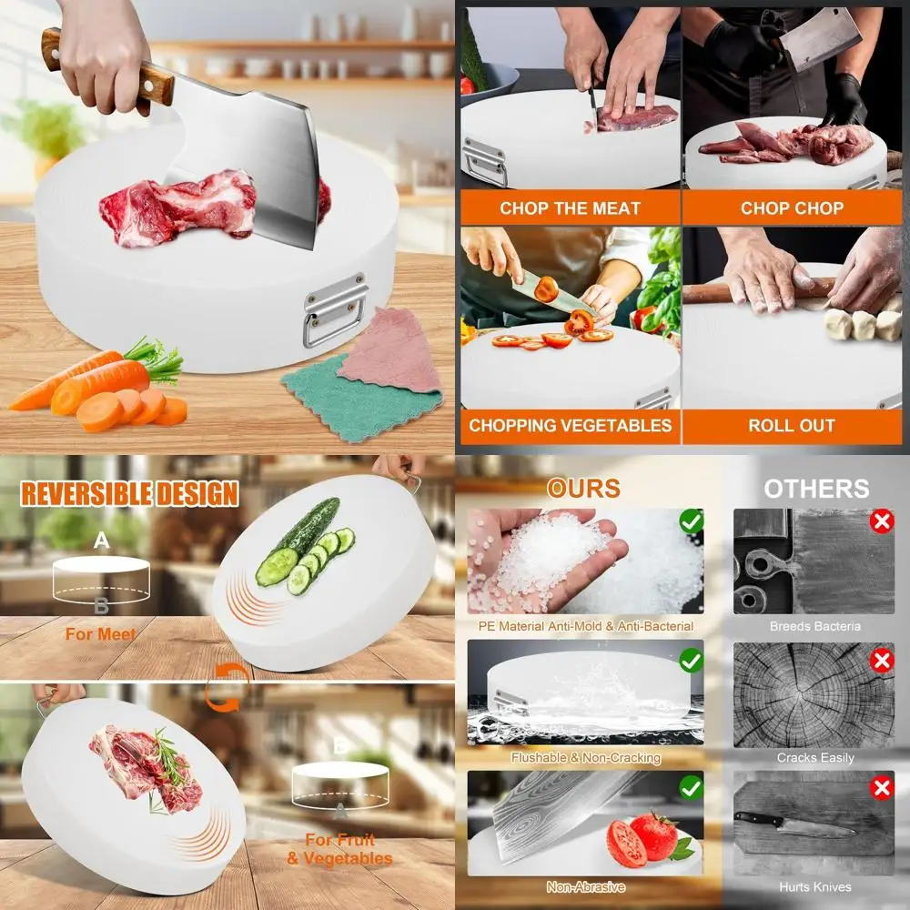 

Двусторонний сверхпрочный белый пластиковый мясной блок, 15x15x3, идеально подходит для измельчения костей и сырого мяса, легко чистится