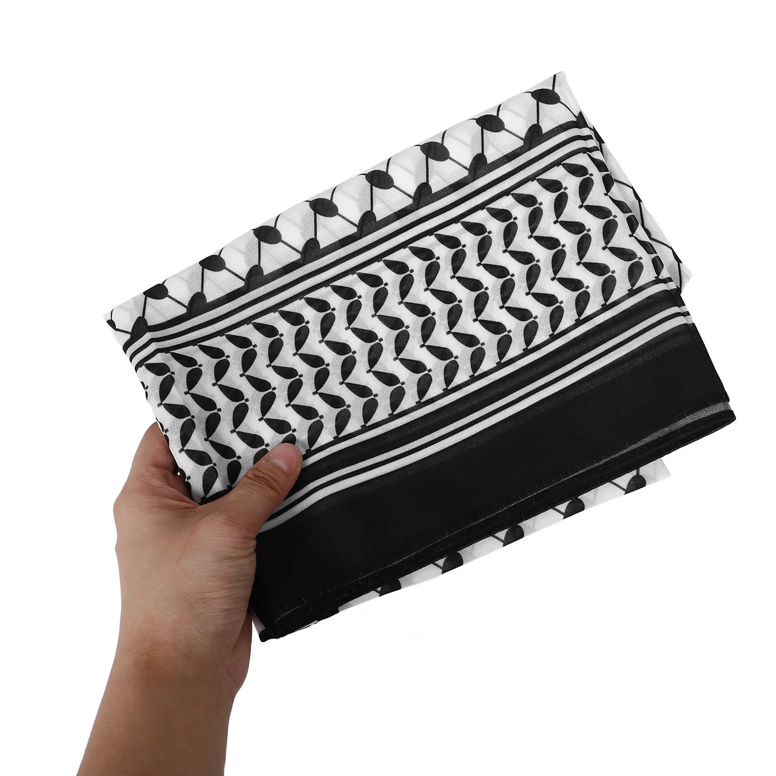 ファッションシフォンヘッドスカーフ 女性用 ブラック ホワイト アラブプリント 軽量 快適なスカーフ 旅行 結婚式 パーティー 日常着用