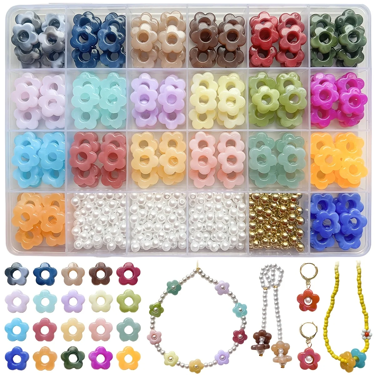 

Около 400 шт. бусин в форме цветов ручной работы, рассыпные бусины, материалы для изготовления украшений своими руками: браслетов, ожерелий, серег.