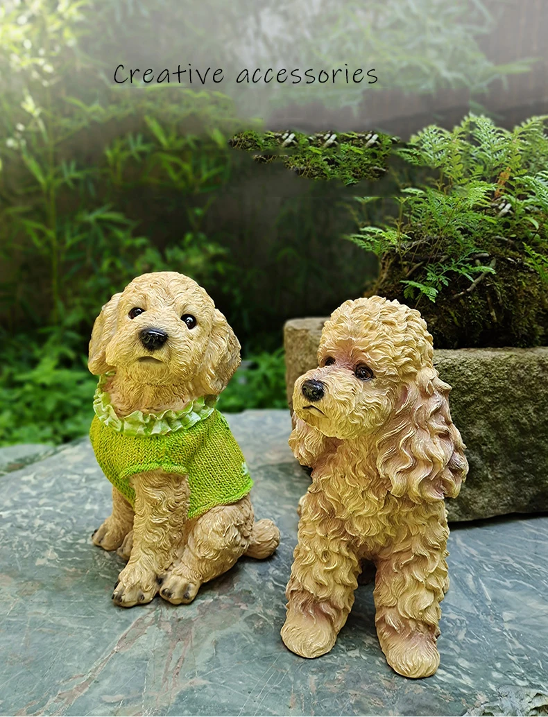 

Simulation Animal Teddy Dog Resin ornaments Garden Courtyard Layout Figurines Decoration Outdoor Lawn Balcony Sculpture Crafts