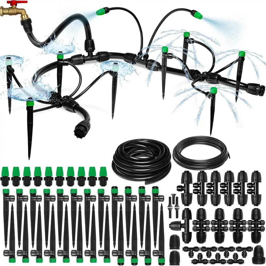 

Система капельного орошения с регулируемым быстрым подключением для садов до 40 метров, полный комплект для полива приподнятых грядок