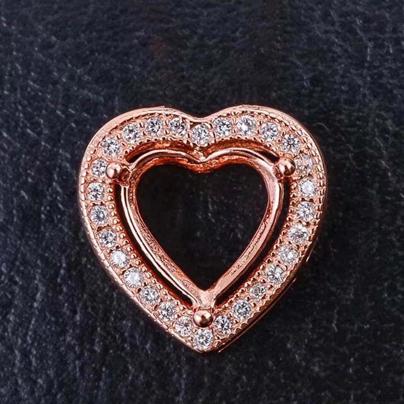 Pendant Base for 8MM 2CT Heart Sharp Gemstones or Moissanite Jewelry Making Real 925 Sterling Silver Handmade Women Necklace DIY view 6