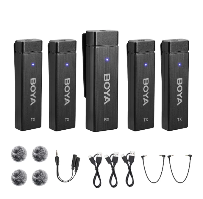 

BOYA BY-W4 Wireless Lavalier Microphones for s Camcorder DSLR Computer, 7H Battery Life, Wireless Lapel Mic