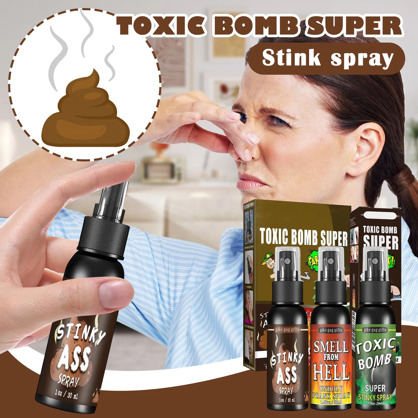 Funny Prank Liquid Fart Prank Toys Stinky 30ml Spray Trending Toxic Bomb Set Bestseller Smell From Hell Prank Novelty Liquid