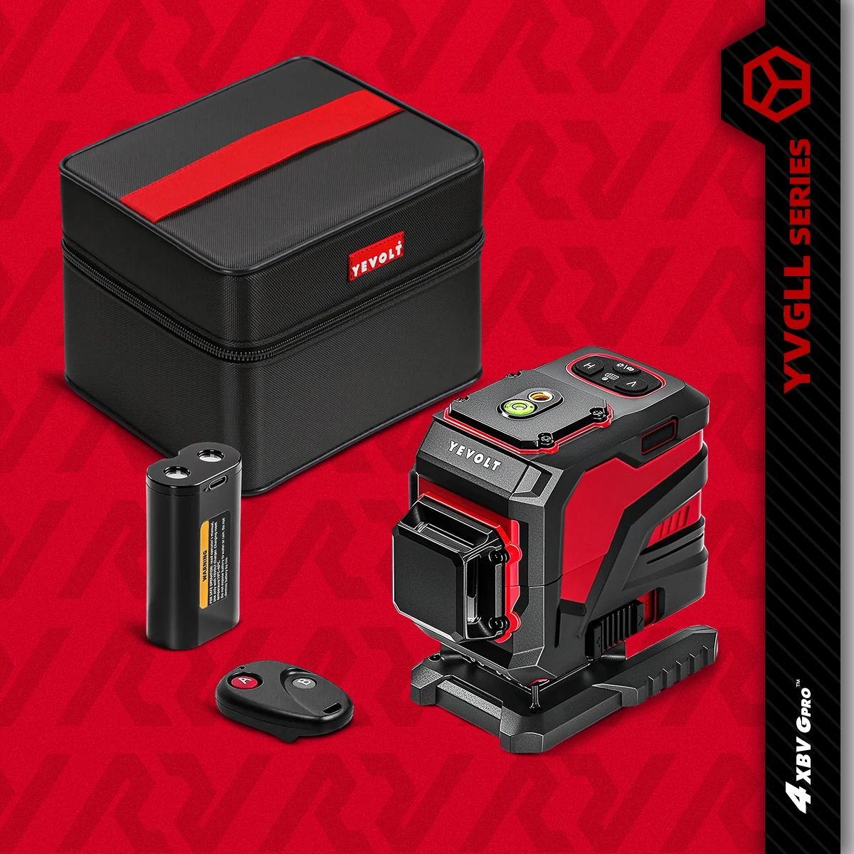 

YEVOLT YVGLL4XS12T Multi-Axis 12-Line Laser Level Generator SlopeAdapt Self-Leveling Ground-Hugging High Precision Woring Range
