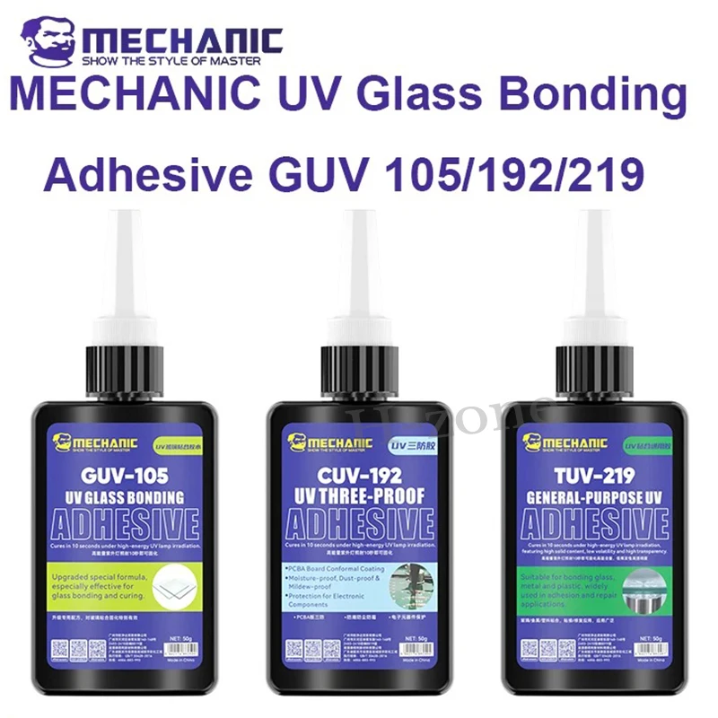 MECHANIC OFFICIAL UV Glass Bonding Adhesive GUV-105 UV Three-proof Adhesive CUV-192 UV General Purpose Adhesive TUV-219