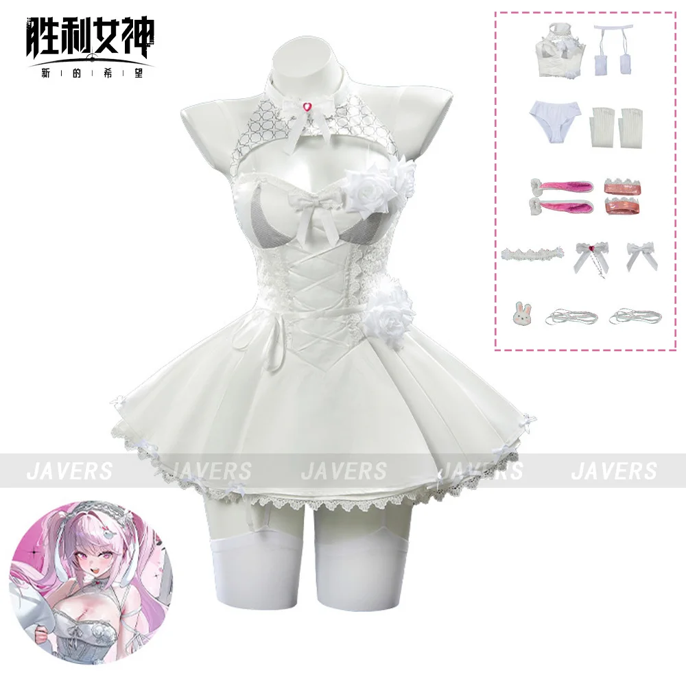 

Game Goddess Of Victory Fairy Tales Alice Cosplay Costume New Skin Wthie Dress Women Sexy Halloween Carnival Comic Party Suit