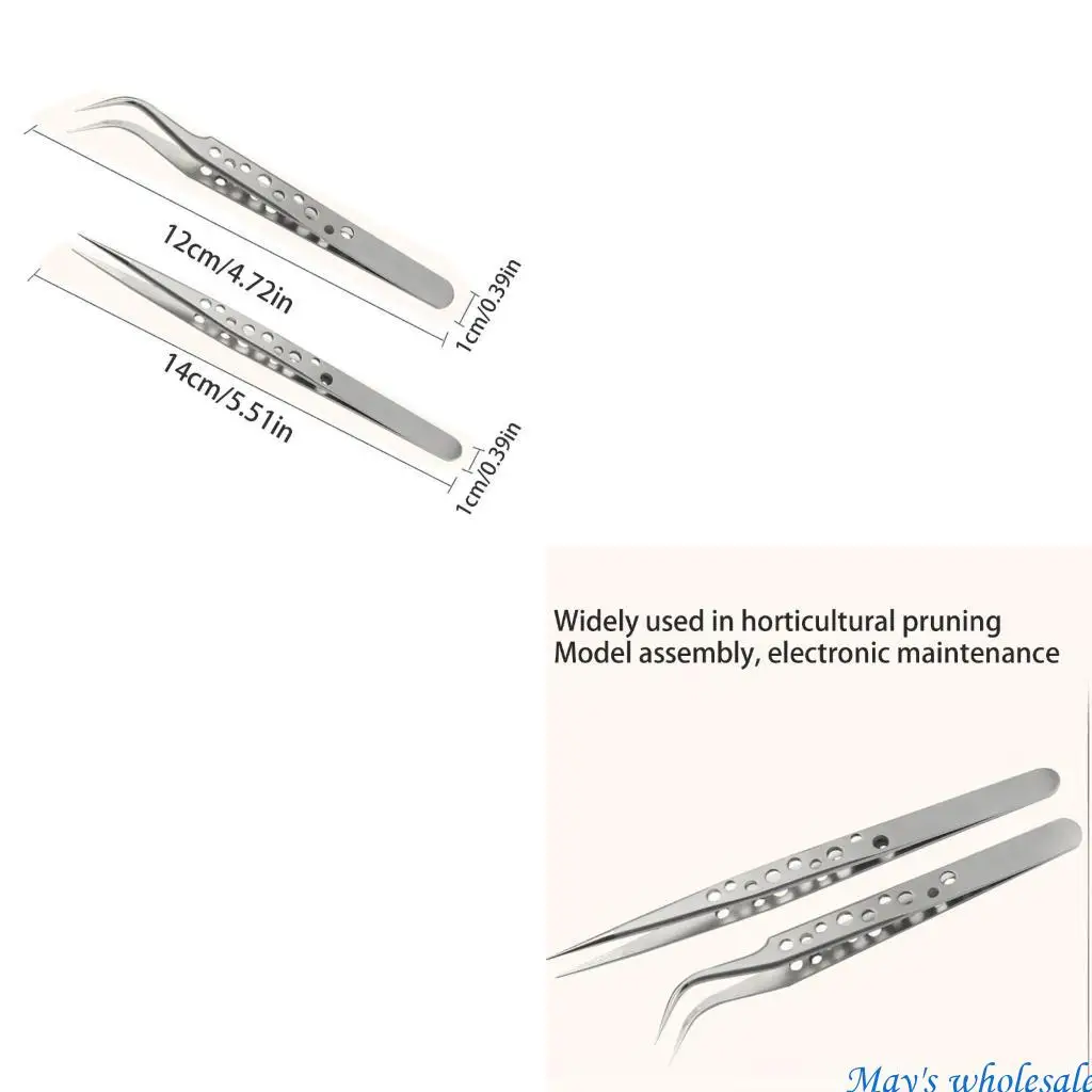 

Pack of 2 Lightweight Stainless Steel Curved And Straight Tweezers with Nine Hole Design for Versatile Applications 448A