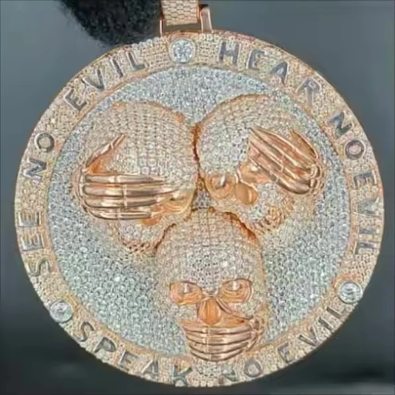 Custom Hip Hop Jewelry Diamonds Iced Out Men Charms Sterling Silver Moissanite Necklace Customized Pendant Jewelry