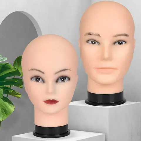 Skallig skyltdocka med svart frisörstativ, hållbart plaststativ för hårperuker för skyltdocka och förvaring 12 best sales perukskyltdocka - №3