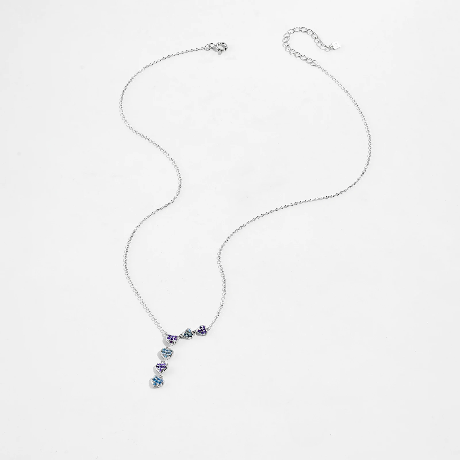 ANDYWEN 925 Sterling Silver Heart Long Pendant Light Blue Purple Zircon Necklace Special Women Fine Jewelry For New Year Gift — zdjęcie 6