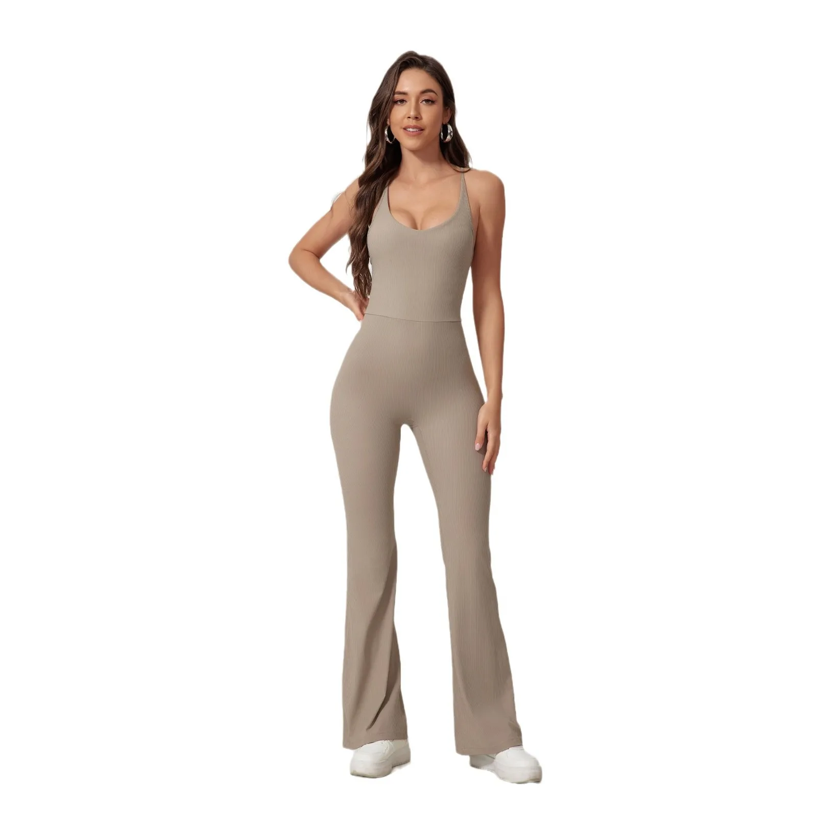 Yoga Set V Back Jumpsuit Women Sports One-piece Suit Yoga Clothing Backless Sportswear Women Sleeveles Workout Overalls Female