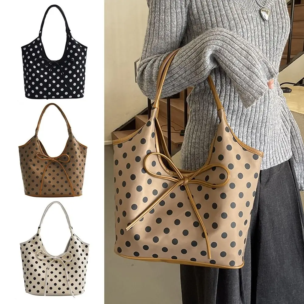 

New Nylon Cloth Women's Shoulder Bag Polka Dot Pattern Lightweight Handbag Multi-color Large Capacity Shopping Bag Casual Outing