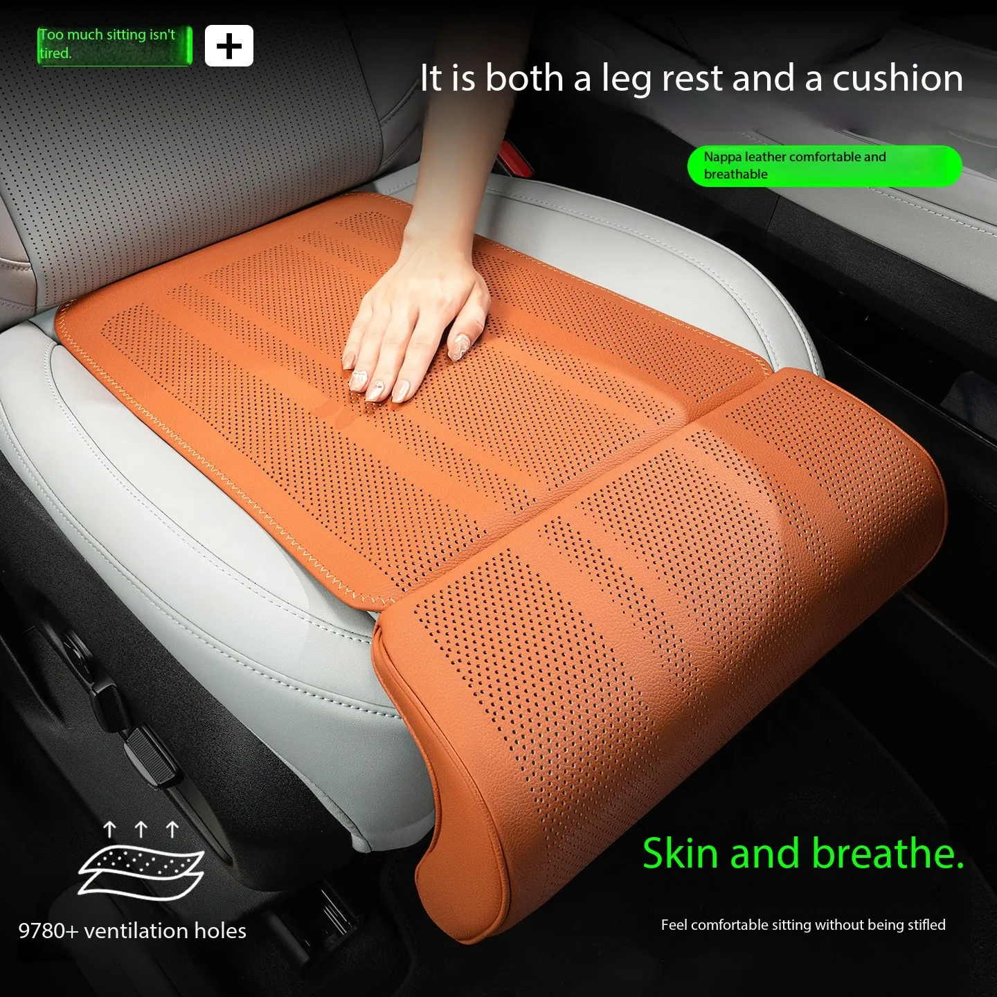 

New Car Seat Leg Support Cushions Breathable PU Leather Passenger Driver Seat Cushions Universal Ventilated Seat Support Mat