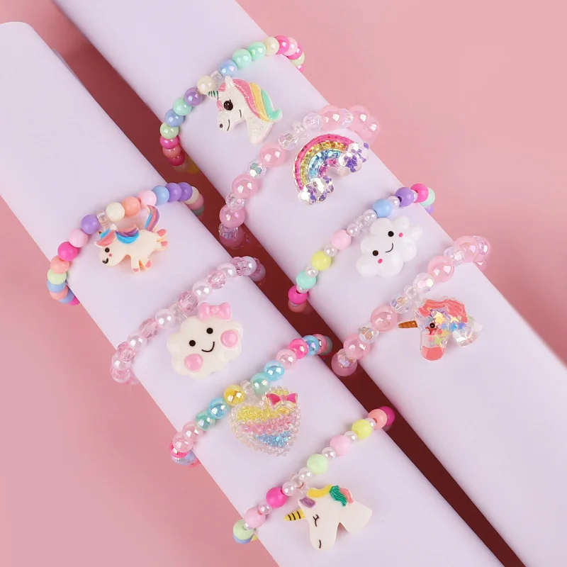 

8Pcs/set Rainbow Unicorn Cloud Bracelets Kids Girls Unicorn Birthday Party Favors Goodie Pinata Filler Guests Gift Baby Shower