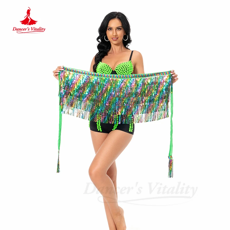 حزام ملابس ممارسة الرقص الشرقي للنساء إكسسوارات الرقص الشرقي وشاح الورك DJ ملهى ليلي سلسلة الخصر للرقص