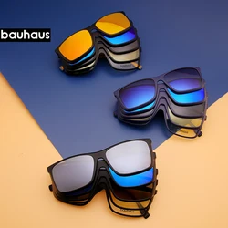 RS004 Square Magnet Clip On Glasses Frame Trend Polarized Sunglasses Men Optical Prescription Computer Glasses UV400