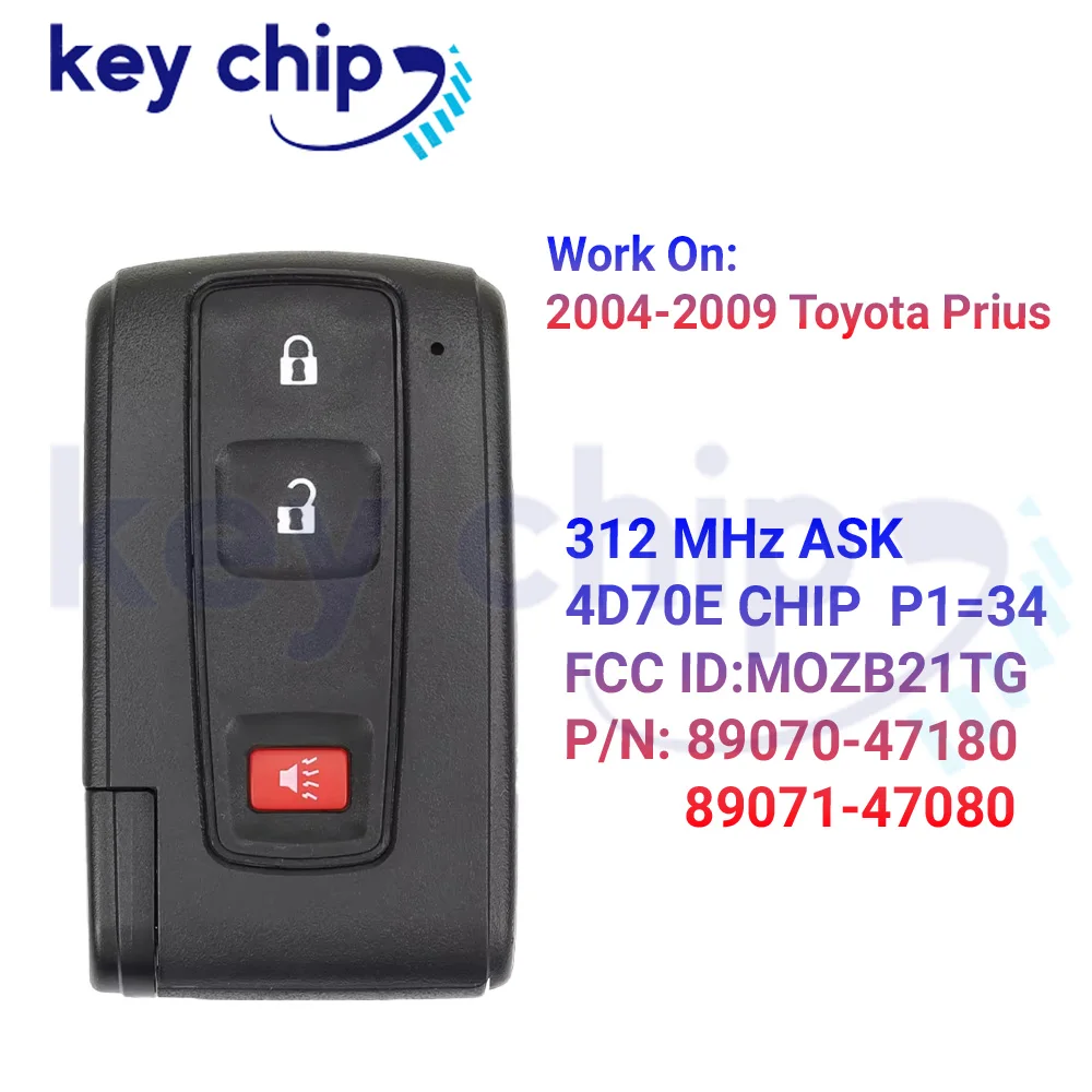 Keychip for Toyota Prius 2004 2005 2006 2007 2008 2009 312MHz FCC ID: MOZB21EG MOZB31EG Smart Keyless-go Remote Key Fob