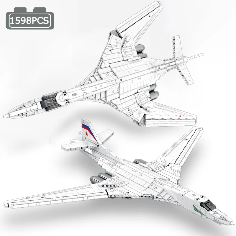 

Military Tu-160 White Swan Strategic Bomber Building Blocks WW2 Russia Soviet Air Force Plane Model Bricks Toys For Kids Gift