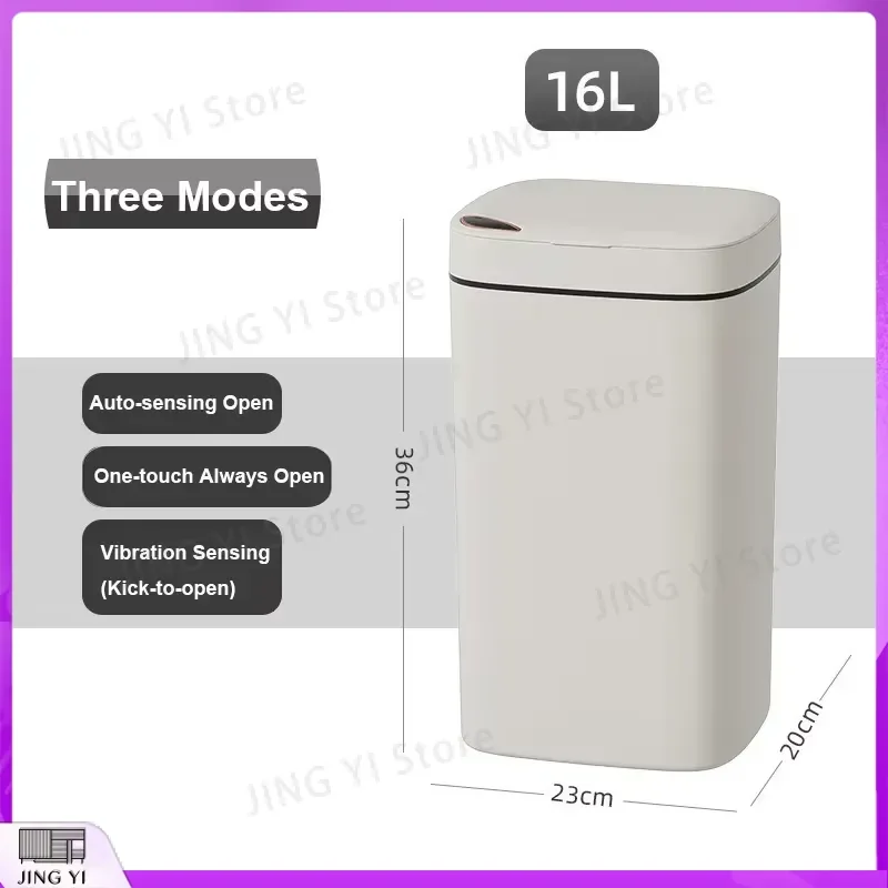 Smart Sensor Trash Can 16L Automatic Lid Motion Induction Waste Bin ABS Battery Powered for Home Kitchen Office Bathroom