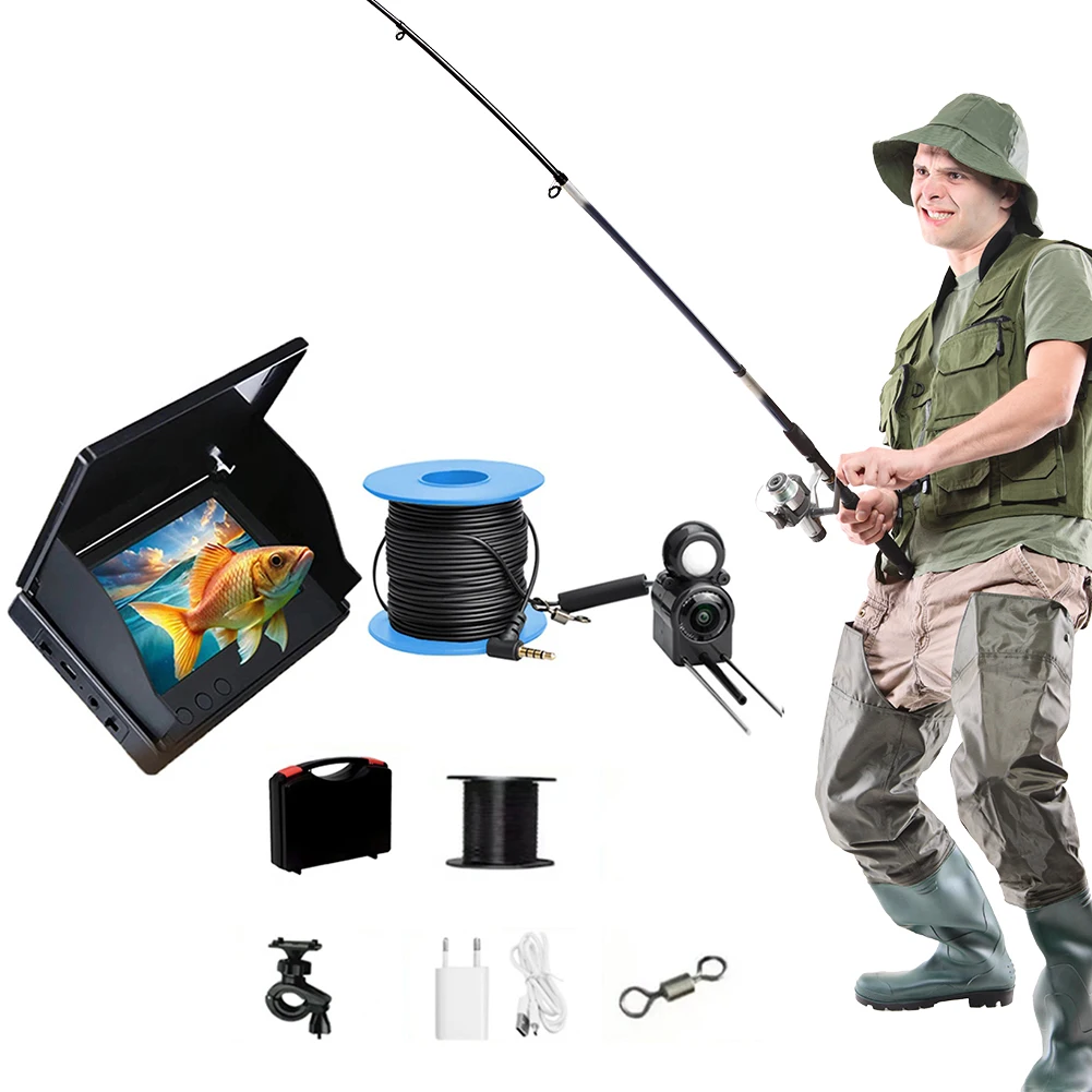 Underwater Fishing Camera 4.3 Inch IPS Monitor Portable Video Fish Finder Night Vision Video Fish Cam Waterproof 15/20/30m Cable