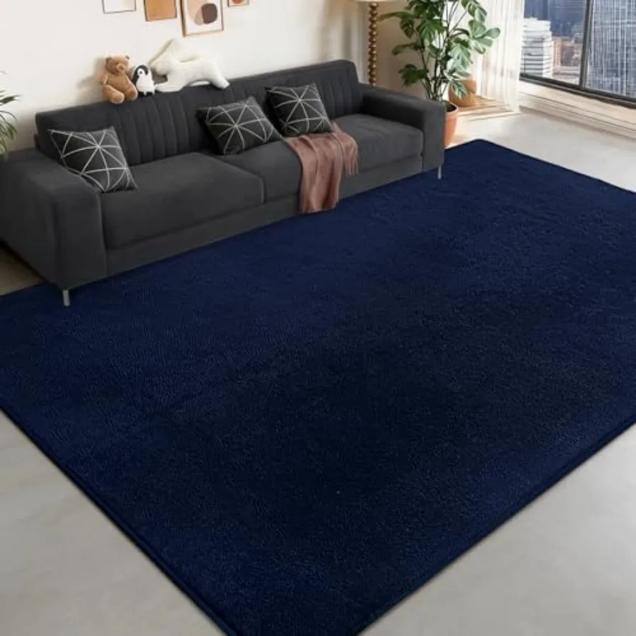 

Large Area Rugs for Bedroom Living Room - 6x9 Feet Ultra Soft Navy Blue Rug Thickened with Memory-Foam, Solid Modern Minimalist