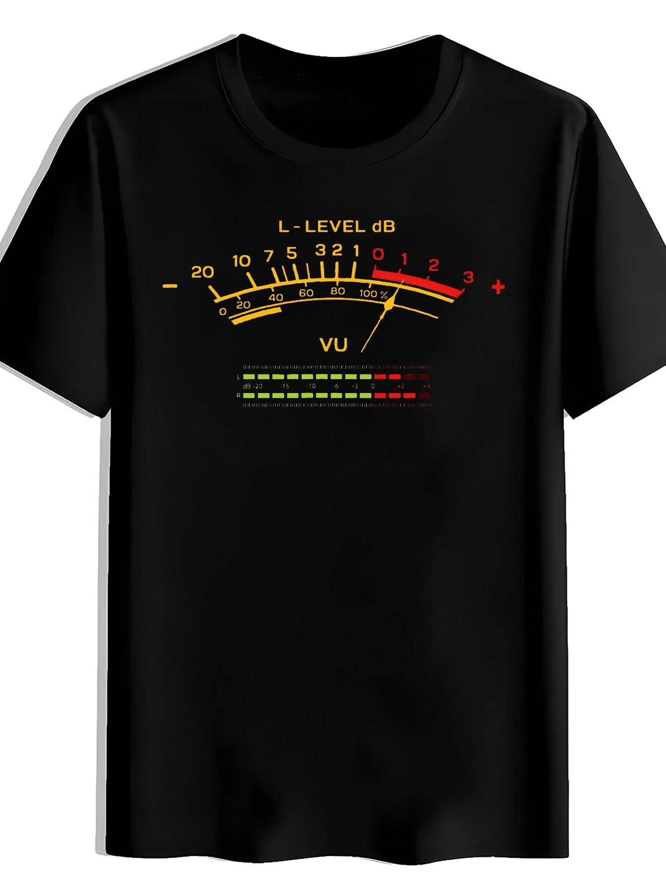 Men's Retro Simulated VU Surface Pattern T-Shirt inspired by classic TV shows, featuring a red and yellow dial lightweight shirt