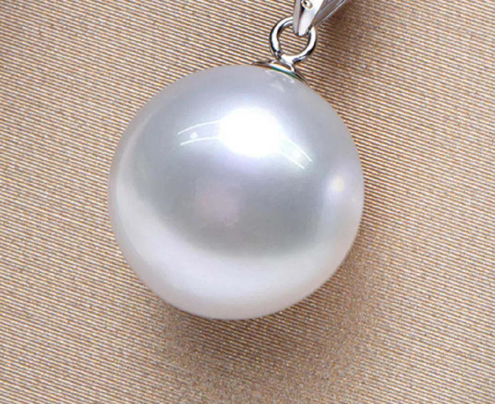 Luxury Huge 15-16mm Genuine White Perfect Round Pearl Pendant Necklace Women Jewelry Wedding Party Gift 925 Sterling Silver AAA