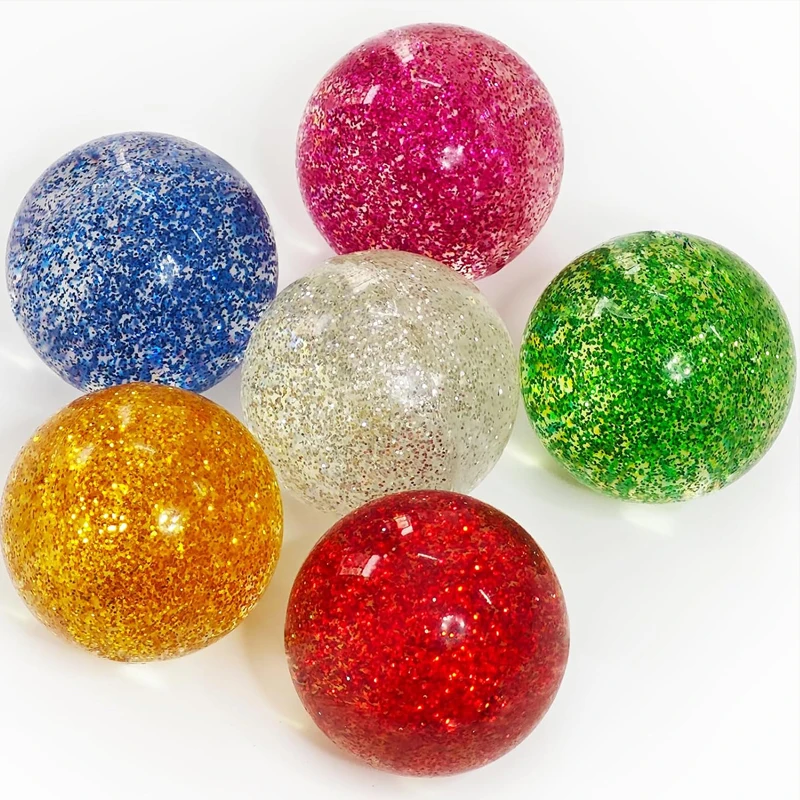 2 Stück extra große Glitzer-Gummibälle, 55 mm, Partygeschenke, Geschenke für den Weihnachtsstrumpf, Preise für den Unterricht, für Kinder, Jungen, Mädchen