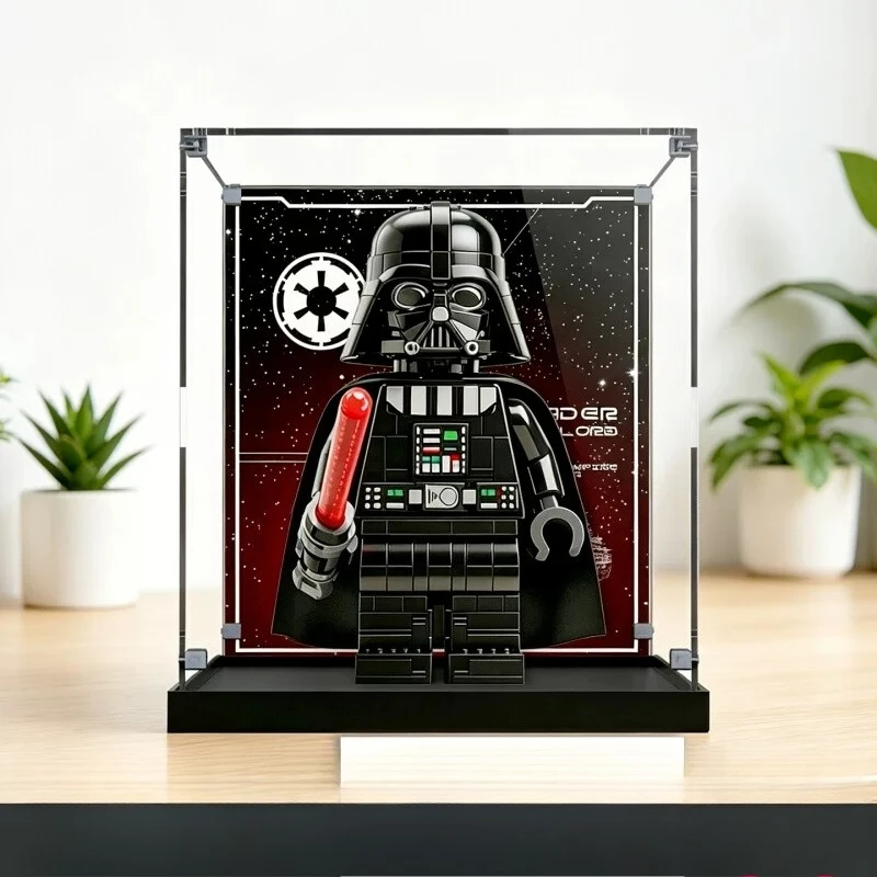 Acrylic Display Case for Lego 75461 Up-Scaled Darth Vader Minifigure Dust Cover Storage Box(Excluding the building set)
