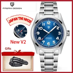 PAGANI DESIGN 38MM Automatic Mechanical Watches Sapphire Top Brand Nh35 200m Waterproof Stainless Steel Watch for Men PD1717 V2