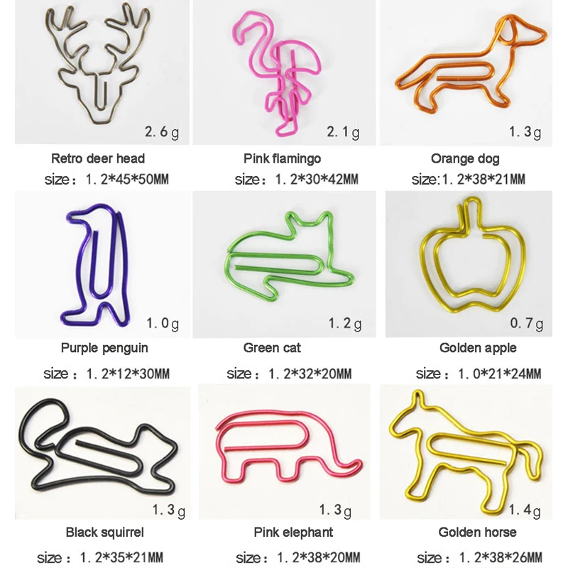 10pcs/Lot Paper Clip Kawaii Animal Shape Office Supply Paper Clip Bookmark Gift Stationery For Book Accessories Teacher Gifts