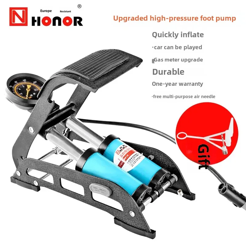 Portable High Pressure European Resistant Dual Cylinder Foot Pump Air Pump For Bicycles Electric Motorcycles And Cars