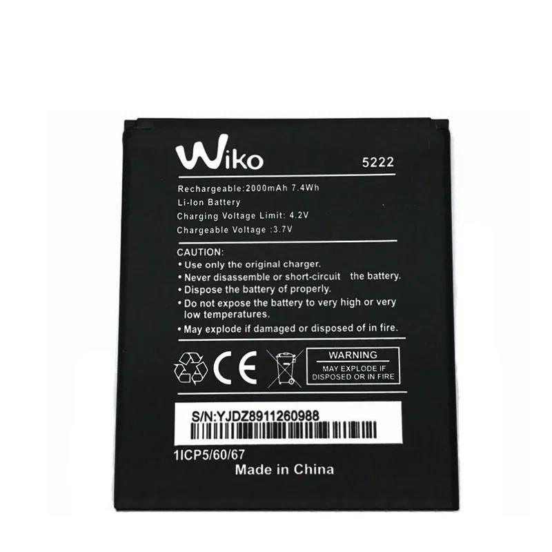 2000mAh bateria nova substituição para Wiko Freddy 5222 9669 celular