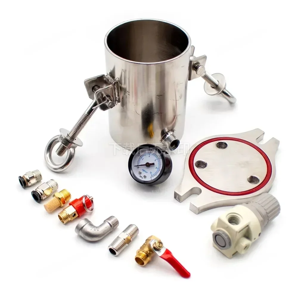 1L 304 Stainless Steel Glue Dispensing Pressure Storage Tank With Pressure Gauge & Adjustable Pressure Valve