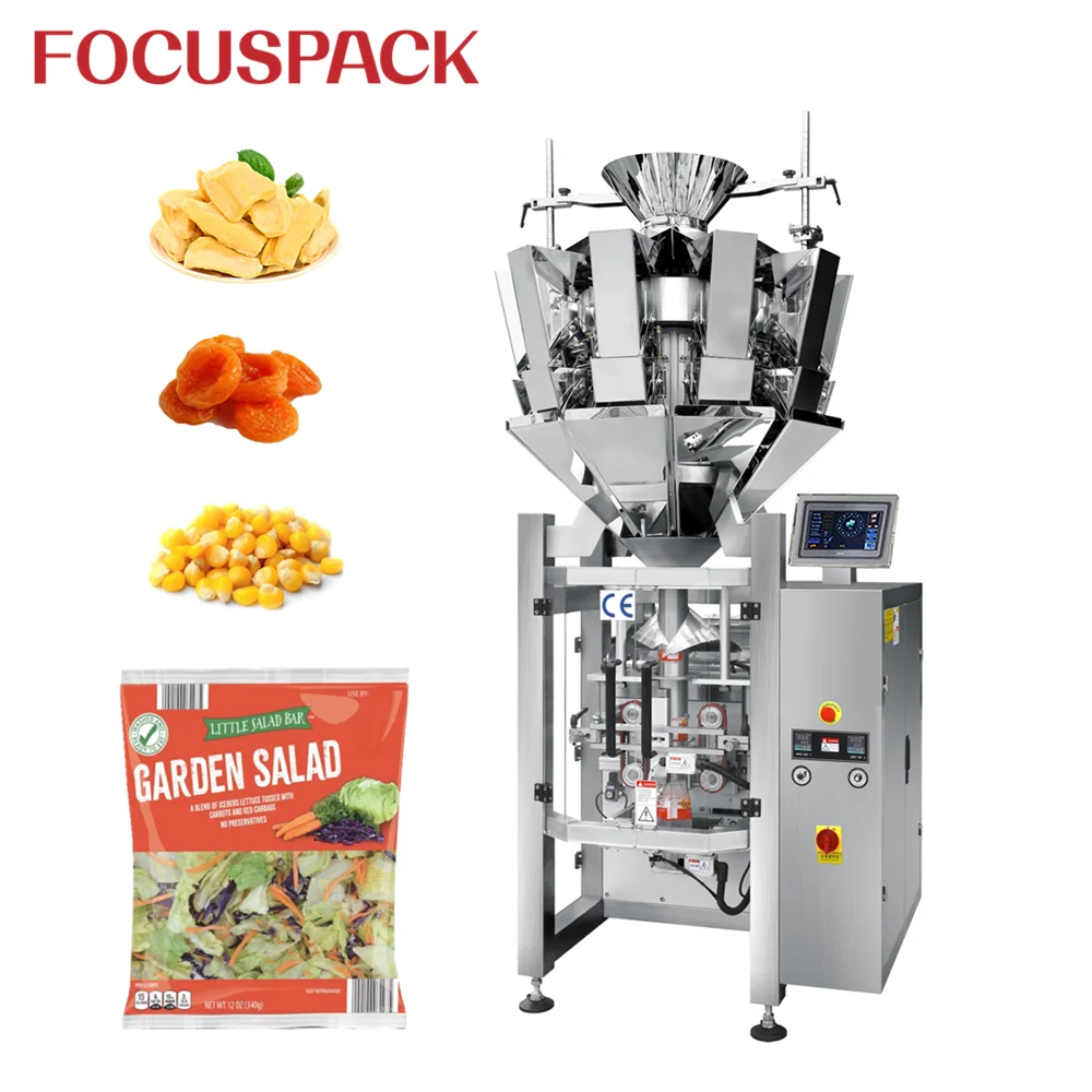 Focuspack Fully Automatic Multifunctional Vertical Rice Grain Nut Popcorn Potato Chips Nitrogen Packing Machine