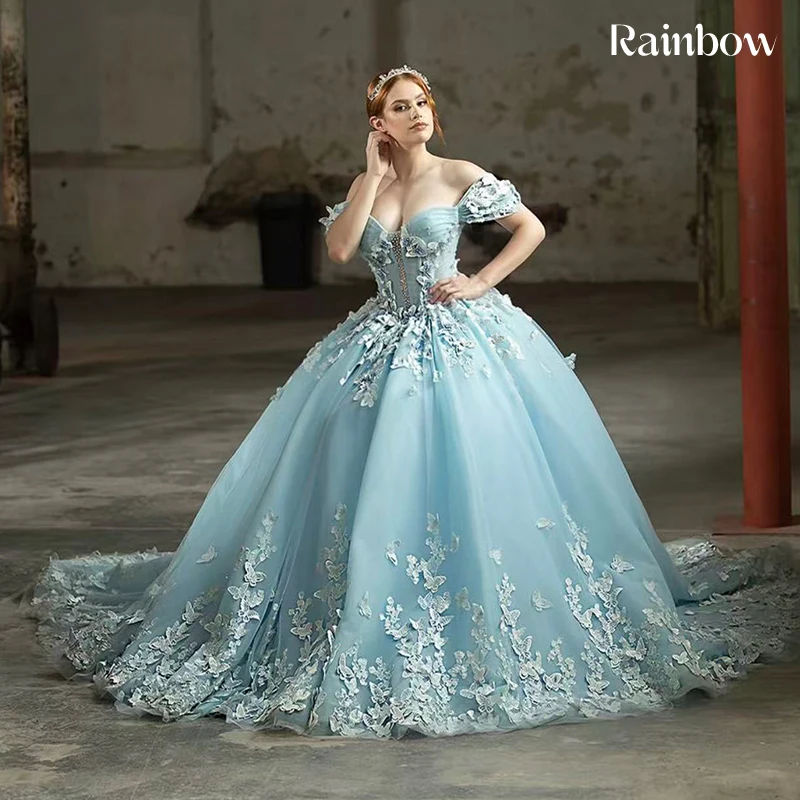 

Off The Shoulder Quinceneara Dress Ruffled Organza With Embroidered Lace Prom Party Gown Sleeveless Customized Vestido De Noche