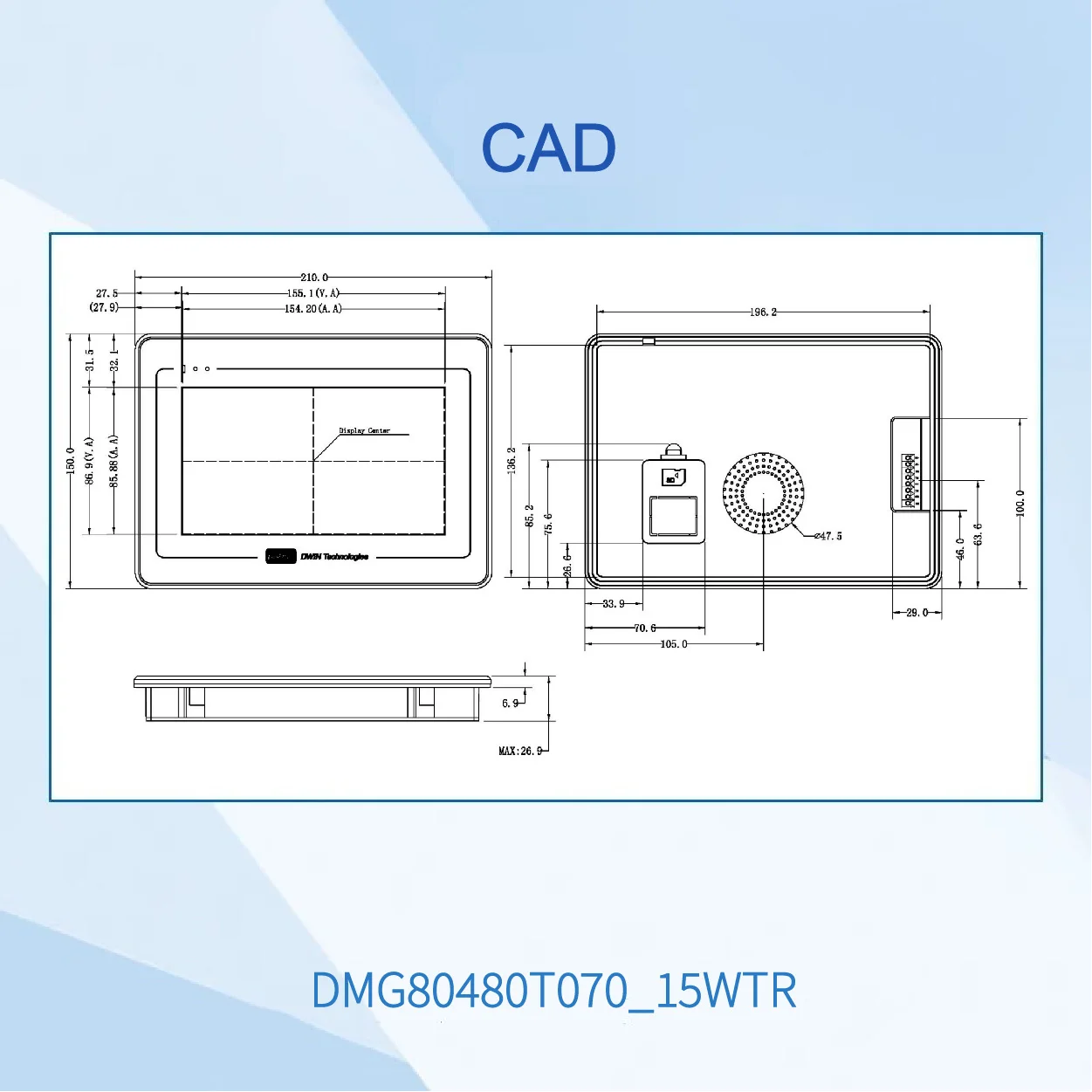 DWIN 7.0 Inch 16.7M Colors TN Display TFT LCD Touch Screen Module With 800*480 Resolution Serial Port DMG80480T070_15W HMI
