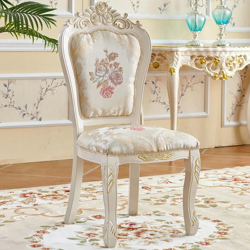 

European Style Solid Wood Dining Chair with High-Density Sponge for Restaurant Home Beauty Salon Reception Backrest Chair‌