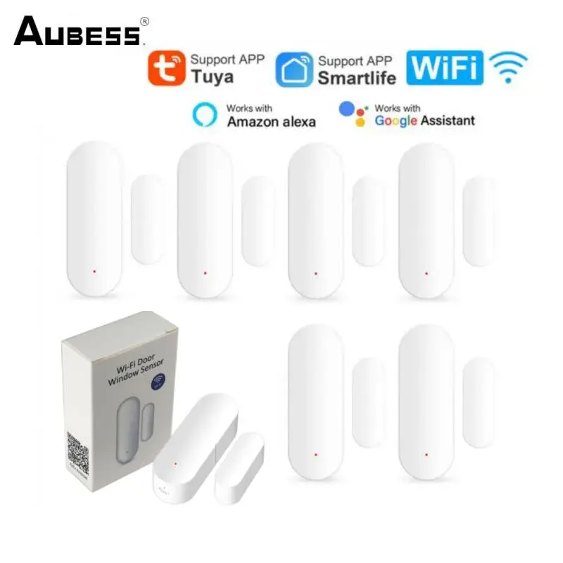 Sensor de puerta inteligente con WiFi para el hogar, Detector de alarma magnética independiente, funciona con Alexa y Google, Tuya