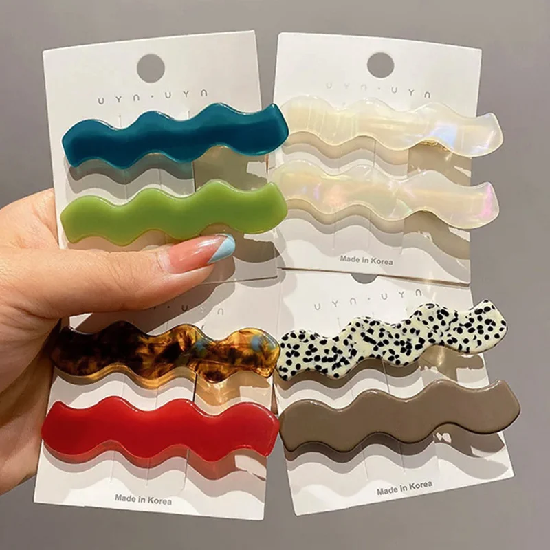 Exquisite Geometric Wave Hair Clip Hairpin Set Korean Acetate Colorful Barrettes Girl Headwear Fashion Hairgrip Hair Accessories