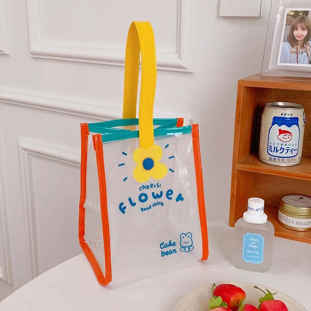

Phone Bag Simple Lovely Bag Lunch Box Beach Bag Gift Bag Cartoon Flowers Women Handbags PVC Tote Bag Picnic Tote Lunch Bag