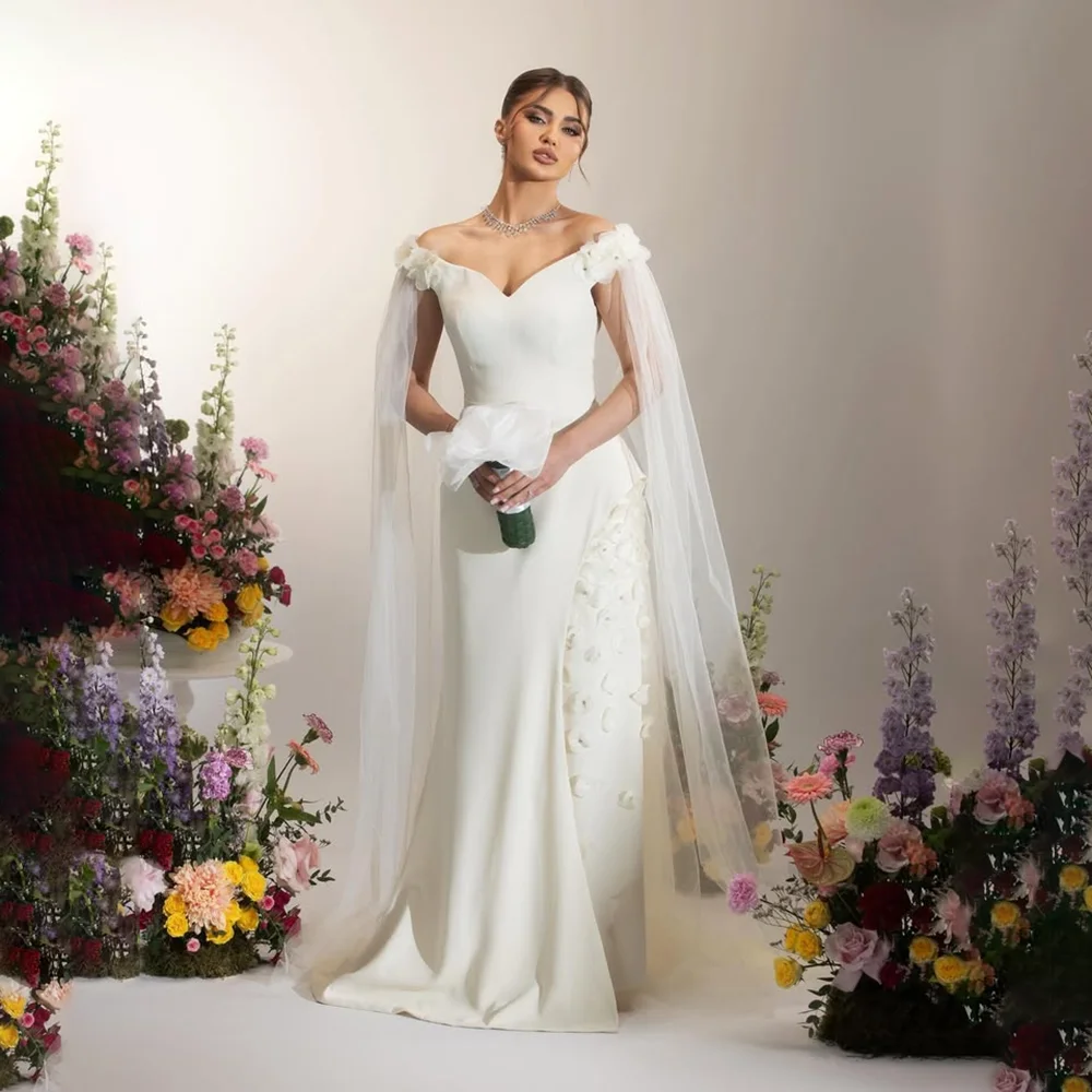 

Wedding Party Dresses Customized Off The Shoulder Mermaid Applique Jersey Evening Dress Floor Length Formal Party Dress
