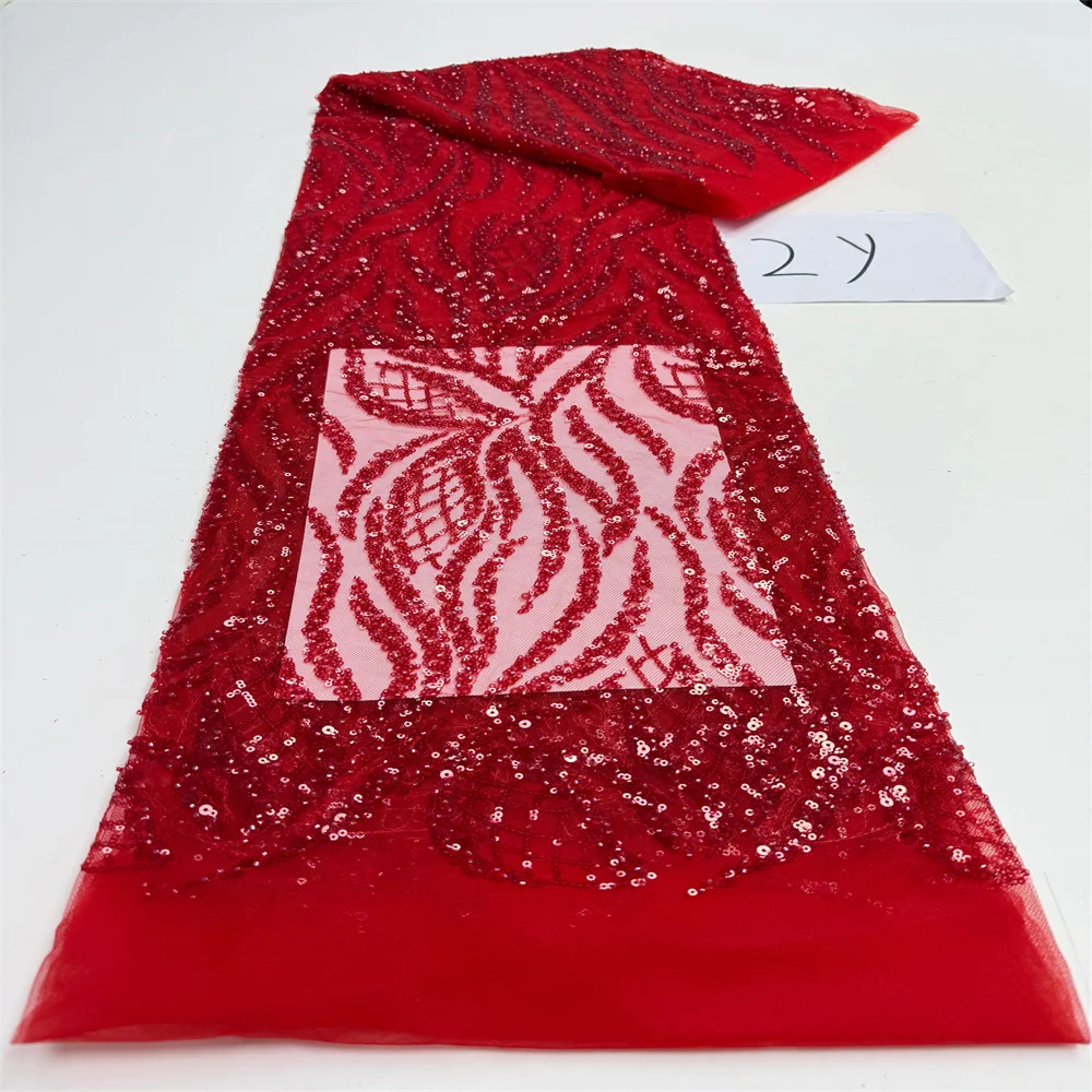 الترتر الأفريقي مطرز أقمشة الدانتيل تسلسل عالي الجودة التطريز الفرنسية النيجيري أقمشة الدانتيل لخياطة الزفاف 2 ياردة #6