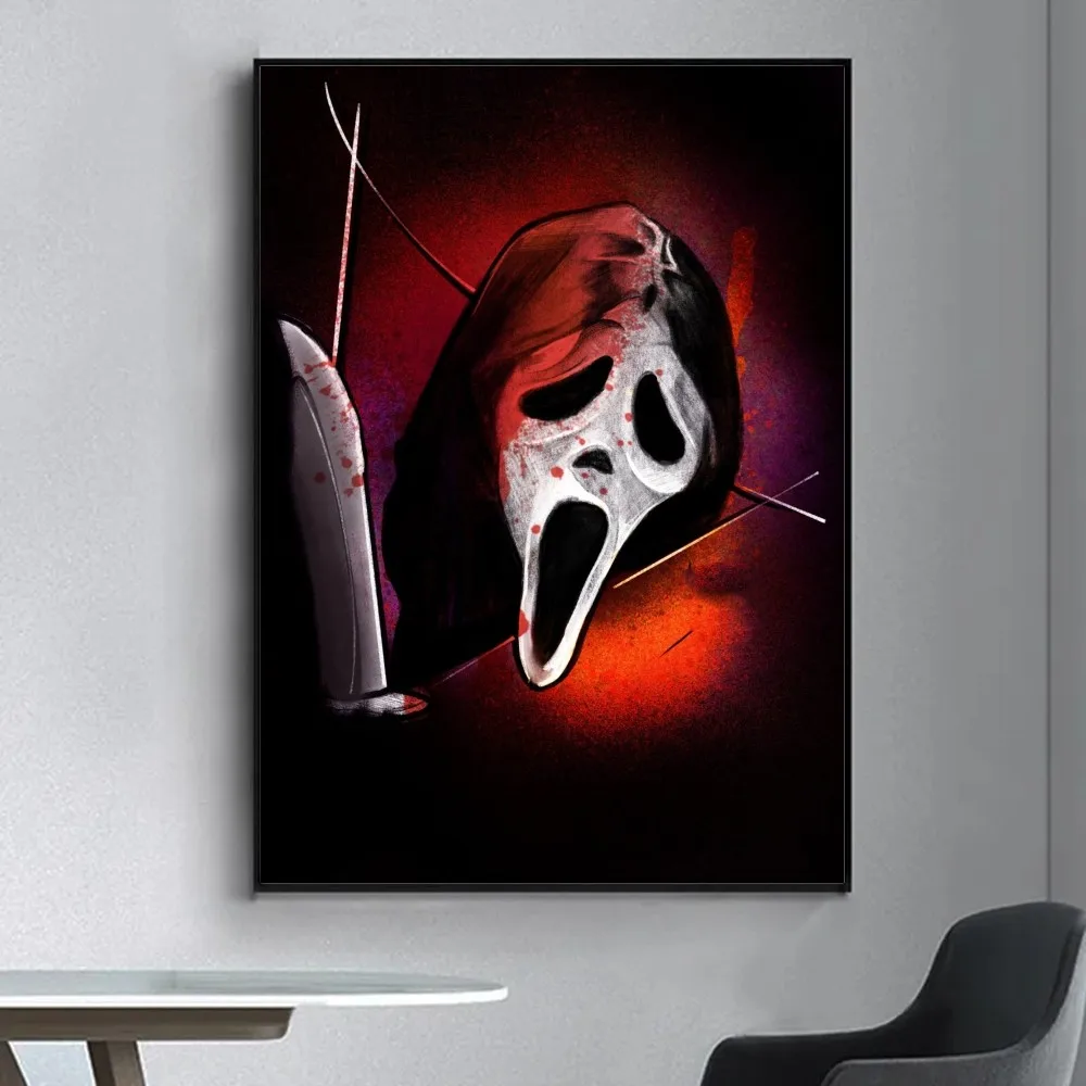 Movie Rug Pink Ghostface Poster Fancy Wall Sticker for Living Room Bar Vintage Decorative Painting Middle