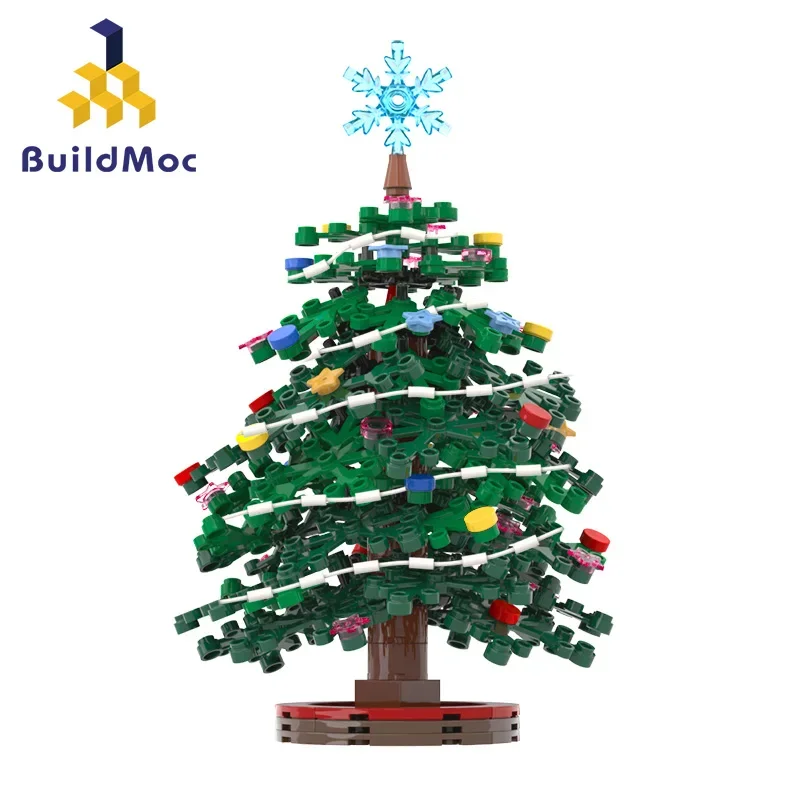 BuildMOC Christmas Tree Model Building Blocks Christmas Decoration Bricks Blocks Collections for Kid Children Gift Kid Toys