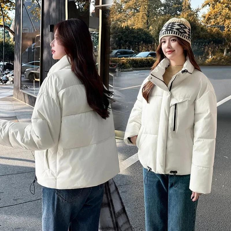 Versione coreana Piumino da donna Parka Short2025New Colletto alla coreana Giacca imbottita in cotone caldo Capispalla spesso Cappotto da donna in pane Top