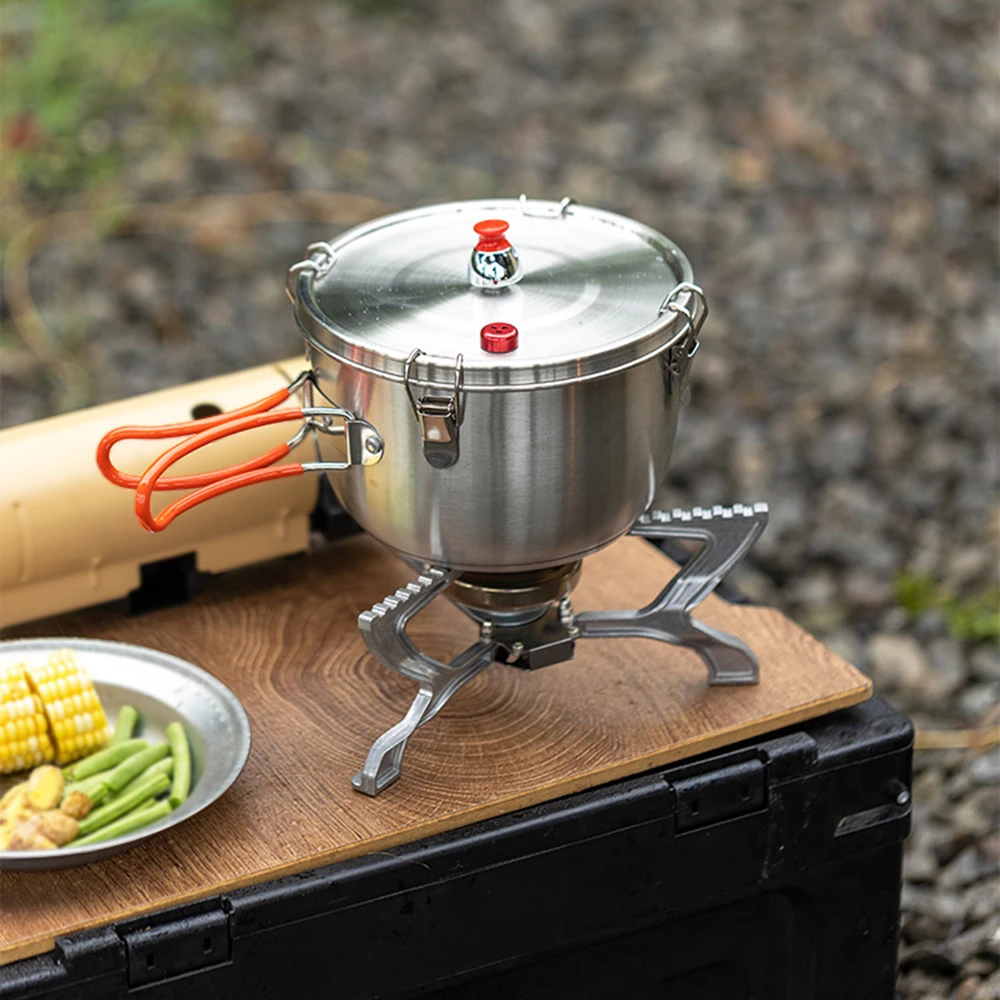 Outdoor Micro Pressure Cooker for Camping, 1-3 Person Stainless Steel Cookware Pot with Storage Carry Bag for Hiking, Picnic
